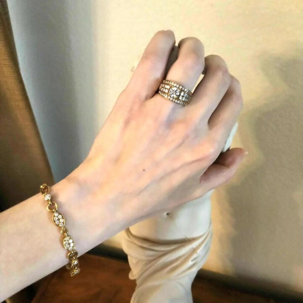 Tabbah Diamond 18K Gold Station Parisian Bracelet - Picture 6 of 13